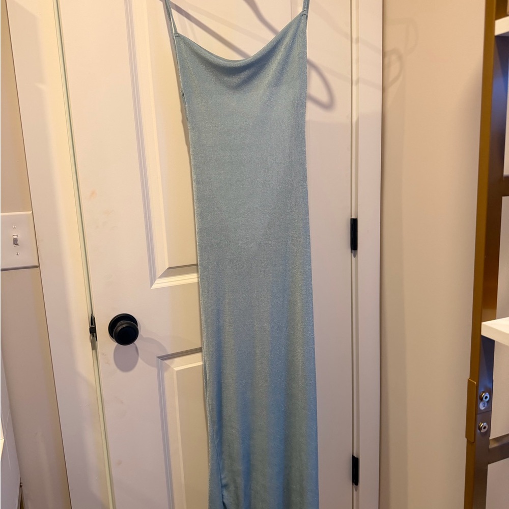 Elegant Blue Spaghetti Strap Dress